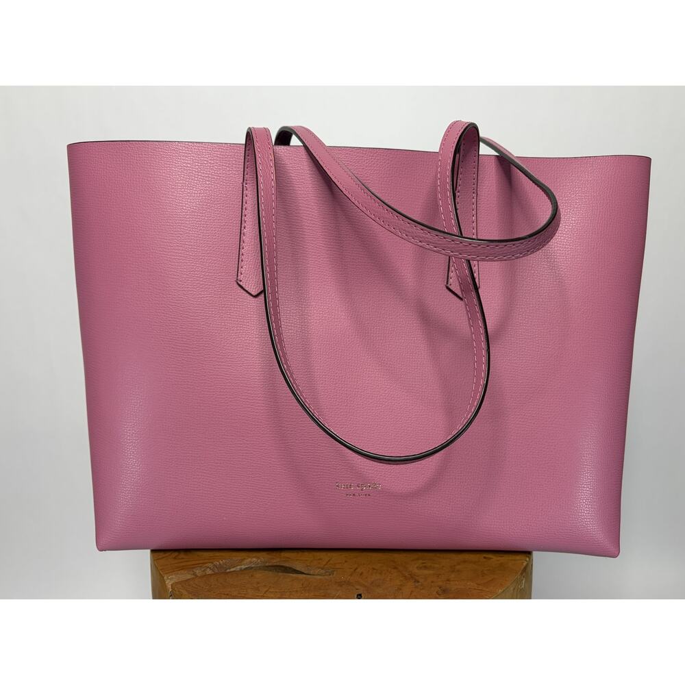 Kate Spade New York Pink Pebbled Leather Tote Large Shoulder Bag w/ Pouch